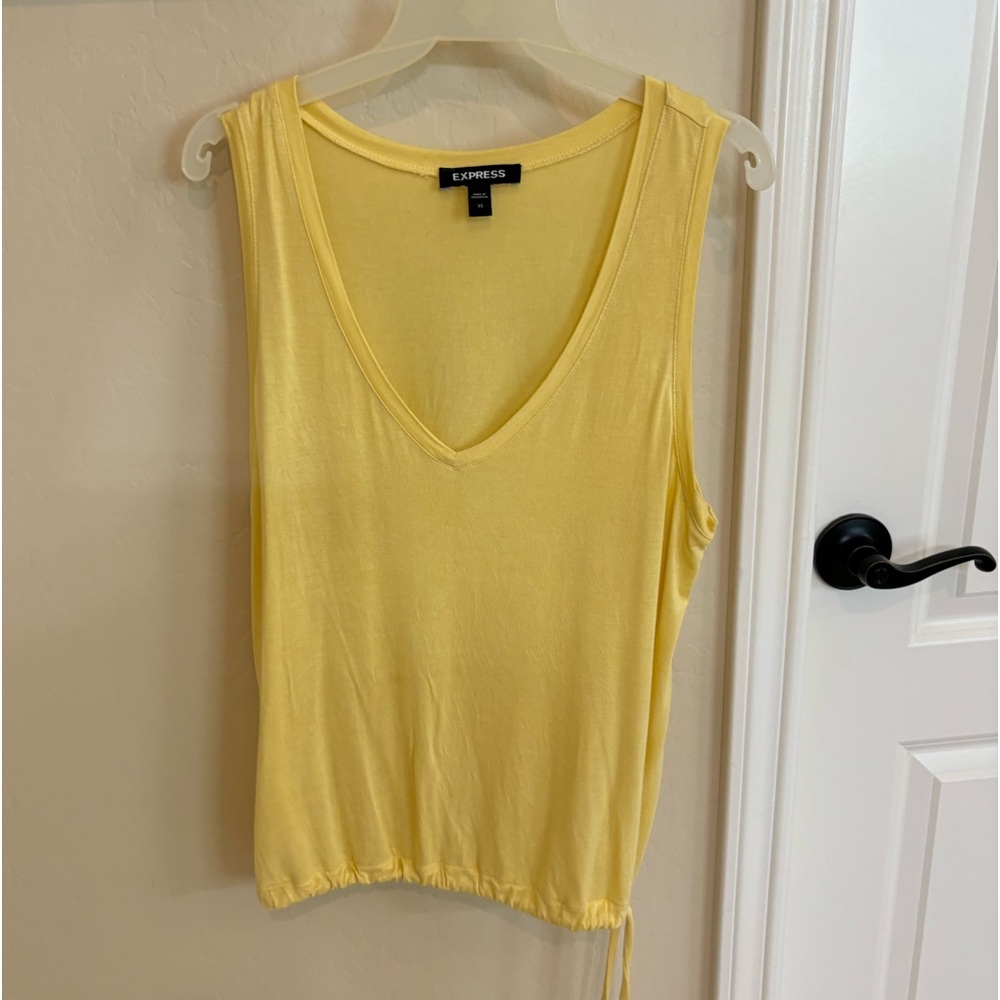 Express Yellow V Neck Tank with Drawstring XS